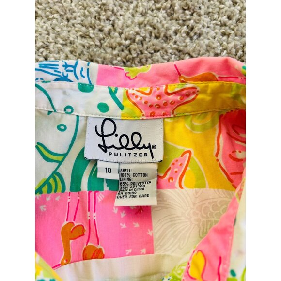 Vintage Lilly Pulitzer Womens Sz 10 Patchwork Sleeveless Collared Dress Multicol - Picture 10 of 12